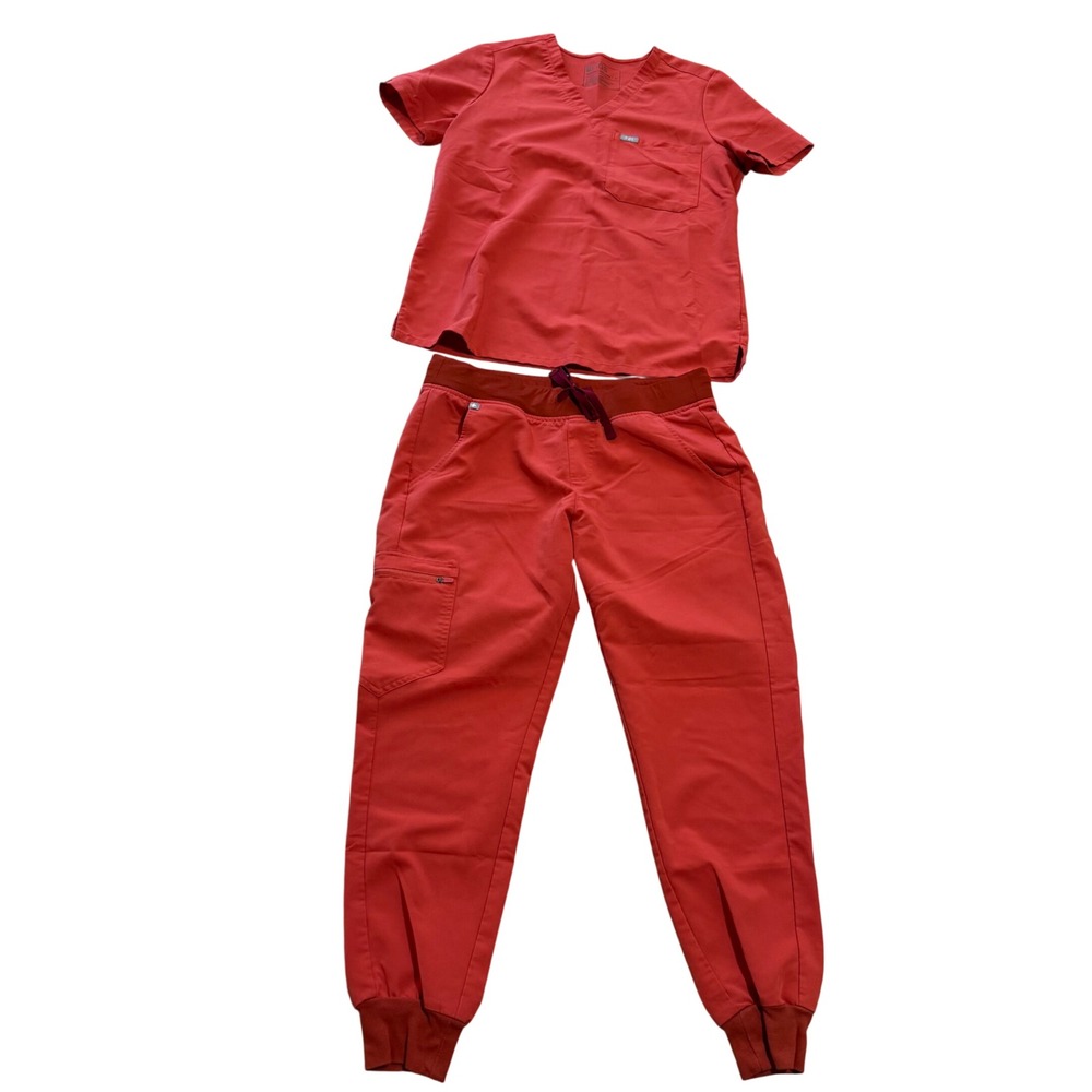 FIGS Coral "Clay" Lmtd Ed Scrub Set Catarina Top Jogger Pants sz M Nurse workwr